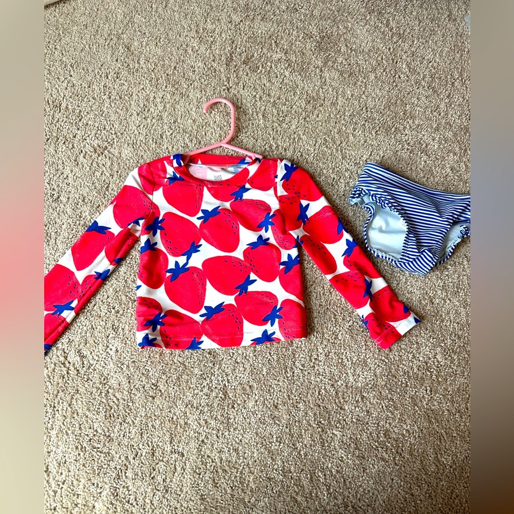 Carters strawberry swim suit set 2T